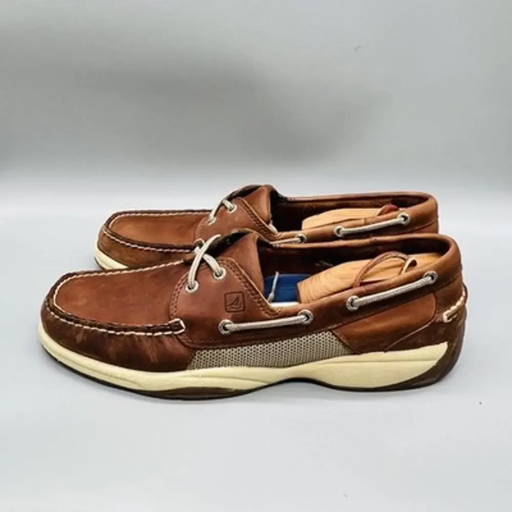 Sperry Shoes Mens 11 Brown Leather Top Sider Boat Deck Moc Toe Casual Comfort